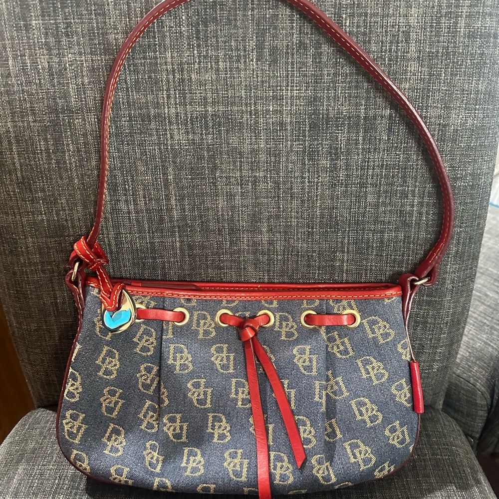 Dooney & Bourke Red and Blue Shoulder Bag with Signature Style